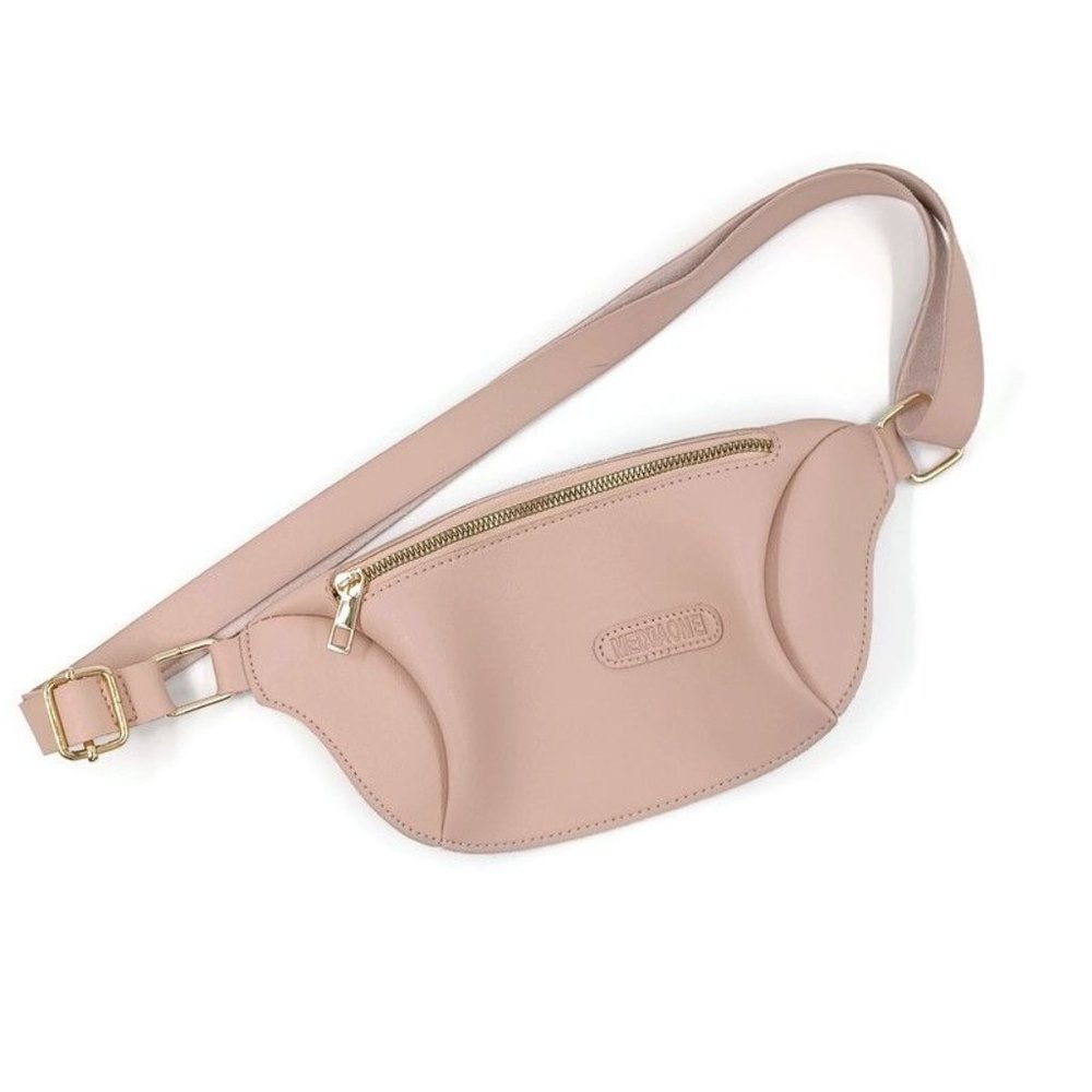 MEIXIAOME WMN'S Adjustable No Clip Belt Bag, Blush Pink & Gold.Vegan Leather Raw - Picture 1 of 7